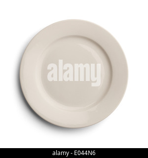 In ceramica bianca piastra cena isolati su sfondo bianco. Foto Stock