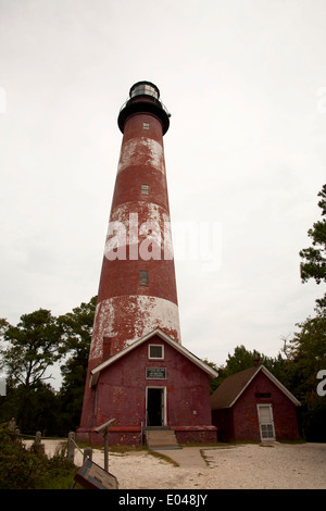 Vista ravvicinata della storica Assateague Island Light House Foto Stock