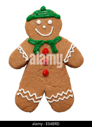 Gingerbread Cookie Con l'inverno Natale Descoration isolati su sfondo bianco. Foto Stock