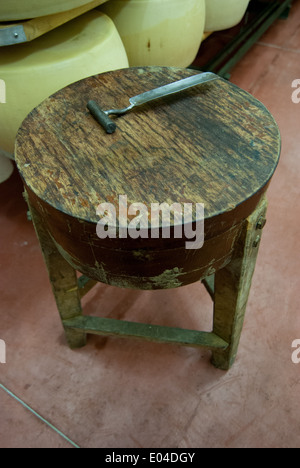 Formaggio parmigiano in fabbrica a Parma, Italia Foto Stock