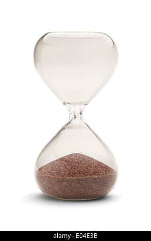Clessidra fuori del tempo isolati su sfondo bianco. Foto Stock