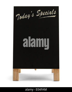 Il cibo del ristorante Nero menu Chalk Board con l'odierna Specials isolati su sfondo bianco. Foto Stock