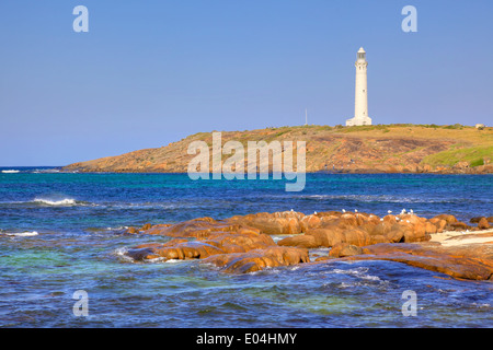 Cape Leeuwin Lighthouse, in corrispondenza della punta sud-occidentale di Australia, dove due oceani che si incontrano. Foto Stock