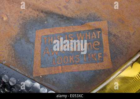 Informazioni pubbliche segno su un ratto scarabeo di Volkswagen è ciò che appare incredibile come Foto Stock