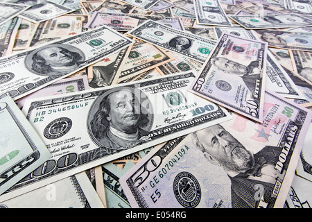 .America dollaro segno di dollaro dollaro dollaro segni di luce note del dollaro di denaro negli Stati Uniti economia americana valuta money bank nota banca Foto Stock