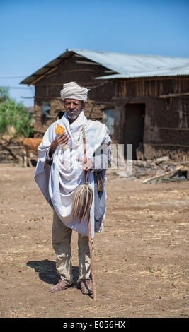 Indigeni uomo Etiope dal villaggio locale vicino a Lalibela, Etiopia Foto Stock