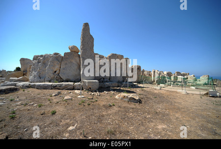 Hagar Qim è un tempio megalitico scoperto complesso sull'isola mediterranea di Malta, databili a partire dalla fase di Ggantija Foto Stock