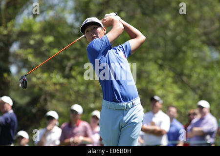 Charlotte, North Carolina, Stati Uniti d'America. Il 3 maggio, 2014. DANNY LEE tee off sul diciottesimo foro sabato nel terzo round del Wells Fargo Championship presso la Cava di quaglia Country Club. Credito: Matt Roberts/ZUMA filo/ZUMAPRESS.com/Alamy Live News Foto Stock