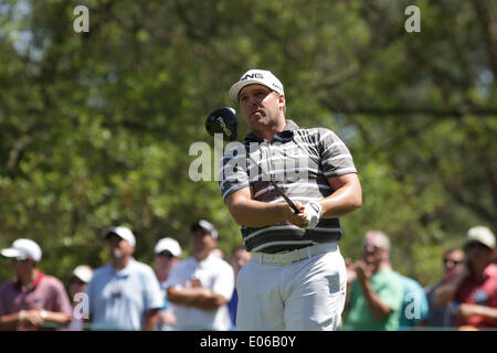 Charlotte, North Carolina, Stati Uniti d'America. Il 3 maggio, 2014. DANIEL SUMMERHAYS tees off sul diciottesimo foro sabato nel terzo round del Wells Fargo Championship presso la Cava di quaglia Country Club. Credito: Matt Roberts/ZUMA filo/ZUMAPRESS.com/Alamy Live News Foto Stock