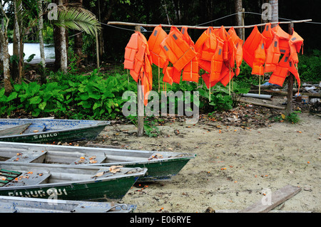 Barche in affitto - Lago Articial - QUISTOCOCHA - Zoological Park di Iquitos. Dipartimento di Loreto .PERÙ Foto Stock