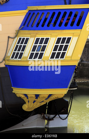 La ricostruzione della fregata Hermione nell'ex Arsenale Maritime Rochefort, Charente Maritime, Francia Foto Stock