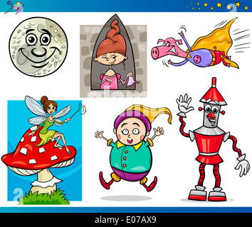 Cartoon illustrazioni insieme di fiaba o personaggi di fantasia Foto Stock