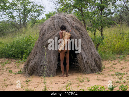 Capanna in un villaggio tradizionale, Tsumkwe, Namibia Foto Stock