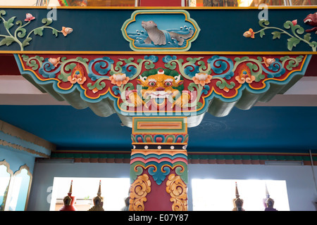 Ornamenti nel centro buddista Rinpoce Bagsha in Ulan Ude, Buryatia, Siberia, Russia Foto Stock