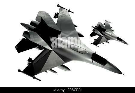 Due jet fighter isolati su sfondo bianco. Foto Stock