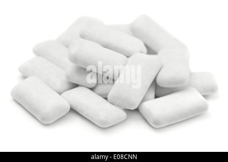 Gruppo di gomme da masticare isolato su bianco Foto Stock