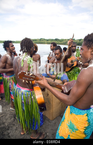 Musica locale in corrispondenza di Tanna, Vanuatu, Sud Pacifico Foto Stock