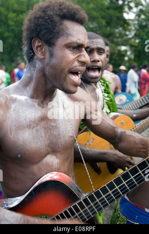 Intrattenimento musicale di Tanna, Vanuatu, Sud Pacifico Foto Stock