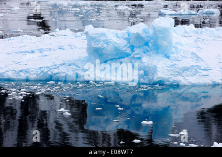 Blue Ice Iceberg galleggiante attraverso il canale di Lemaire Antartide Foto Stock