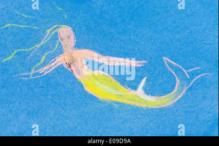 Bambini disegno - Ninfa di acqua in mare blu Foto Stock