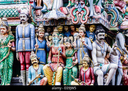 Singapore, dettaglio del tempio Mariyamman Foto Stock