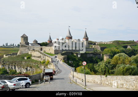 Ucraino fortezza medievale in Kamyanets-Podilsky Foto Stock