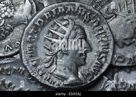 Antoninianus 249-251 d.c. Moneta romana, denario soldi di argento Foto Stock