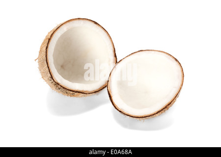 Il cocco isolare su sfondo bianco Foto Stock