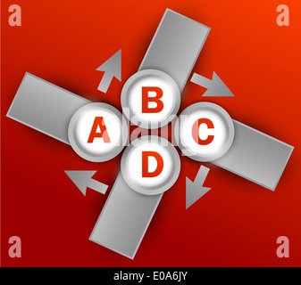 Progettazione ed infografico con cerchi in rosso e grigio Foto Stock