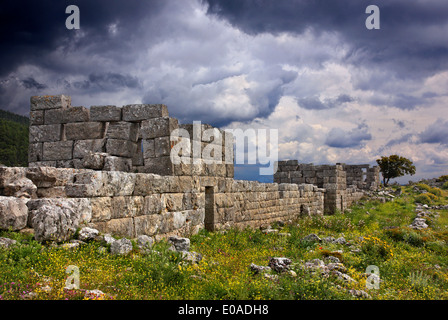 All'antico forte di Eleutherae ("Eleftherai'-4secolo BC), Attica, Grecia. Foto Stock