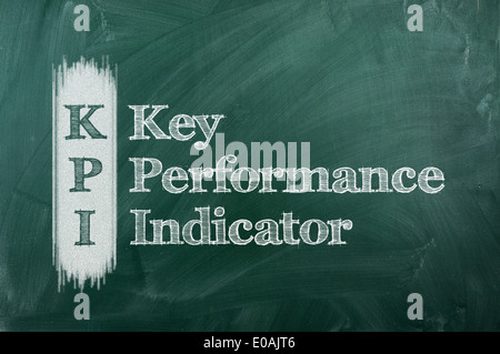 Indicatore di prestazioni chiave,KPI scritti sulla lavagna verde Foto Stock