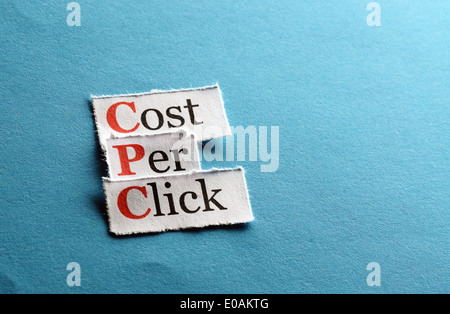 CPC, costo per clic su carta blu Foto Stock