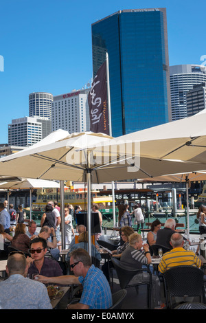 Sydney Australia,nuovo Galles del Sud,skyline della citta',grattacieli,East Circular Quay,passeggiata,ristorante ristoranti ristorazione mangiare fuori cafe ca Foto Stock