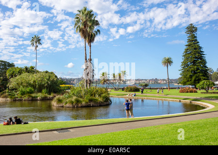 Sydney Australia, Royal Botanic Gardens, Main Pond, Farm Cove, Sydney Harbour, Harbour, Park, AU140309175 Foto Stock