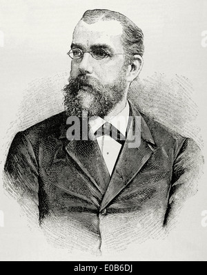 Robert Koch (1843-1910). Medico tedesco. Premio Nobel, 1905. Incisione in spagnolo e illustrazione americana, 1890. Foto Stock