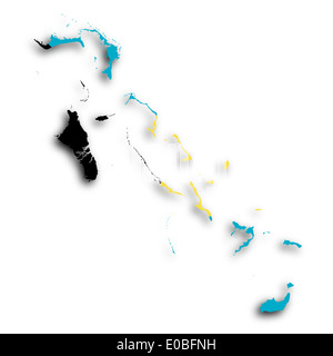Mappa di Bahamas riempito con la bandiera nazionale Foto Stock