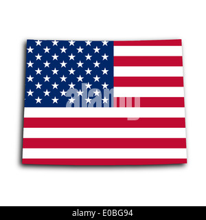 Mappa del Wyoming riempito con la bandiera nazionale Foto Stock