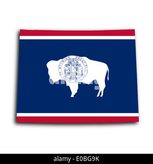 Mappa del Wyoming riempito con il flag di stato Foto Stock