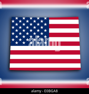 Mappa del Wyoming riempito con la bandiera nazionale Foto Stock