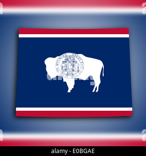 Mappa del Wyoming riempito con il flag di stato Foto Stock