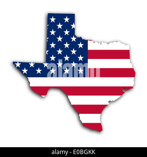 Mappa di Texas riempito con la bandiera nazionale Foto Stock