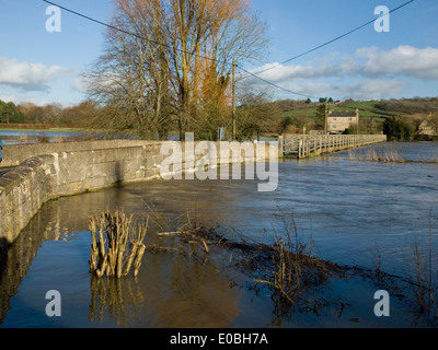 Il fiume Avon Reybridge Nr Lacock Wiltshire allagamento Foto Stock