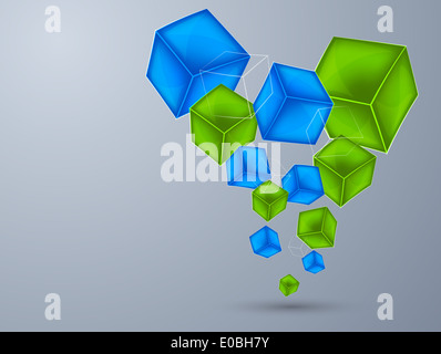 Sfondo astratto con cubetti. Illustrazione luminoso Foto Stock