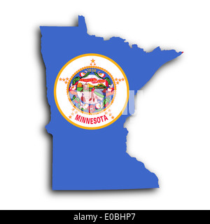 Mappa di Minnesota riempito con il flag di stato Foto Stock