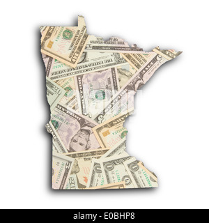 Mappa di Minnesota riempito di dollari USA Foto Stock