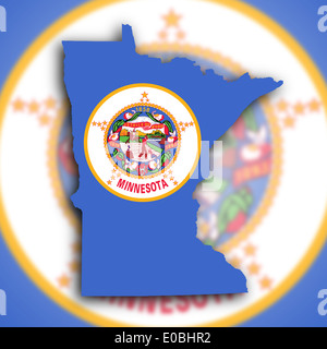 Mappa di Minnesota riempito con il flag di stato Foto Stock