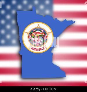 Mappa di Minnesota riempito con il flag di stato Foto Stock