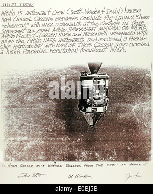 L'Apollo 15 fu la nona missione con equipaggio nel programma Apollo della NASA e la quarta ad atterrare sulla Luna. Ha segnato risultati significativi nell'esplorazione lunare e nella ricerca scientifica durante la missione nel 1971. Foto Stock