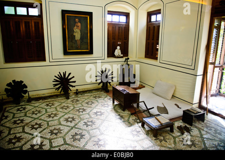 Museo Mahat,Mani Bhavan,qui Mahatma Gandi alloggiato durante la visita di Bombay dal 1917-1934,foto,record,libri,Mumbai,Bombay, India Foto Stock