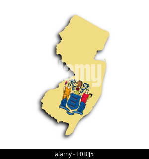 Mappa di New Jersey riempito con il flag di stato Foto Stock